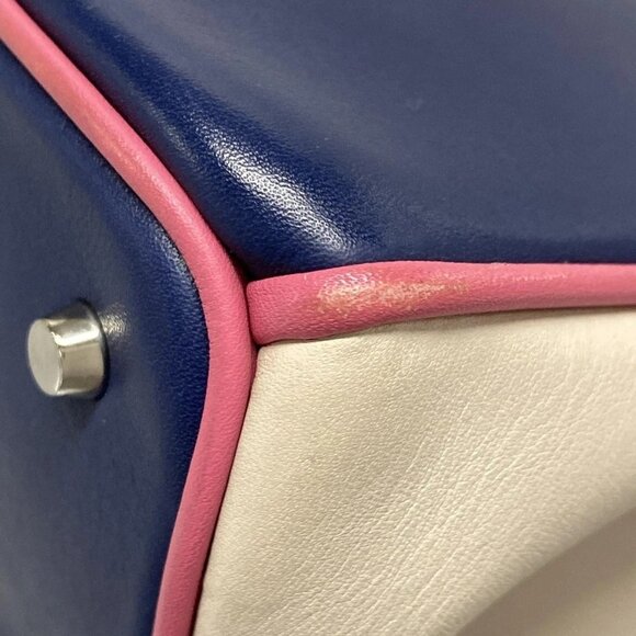 Auth DIOR/ChristianDior Diorissimo Navy Pink Cream Leather Tote Bag - Picture 9 of 16